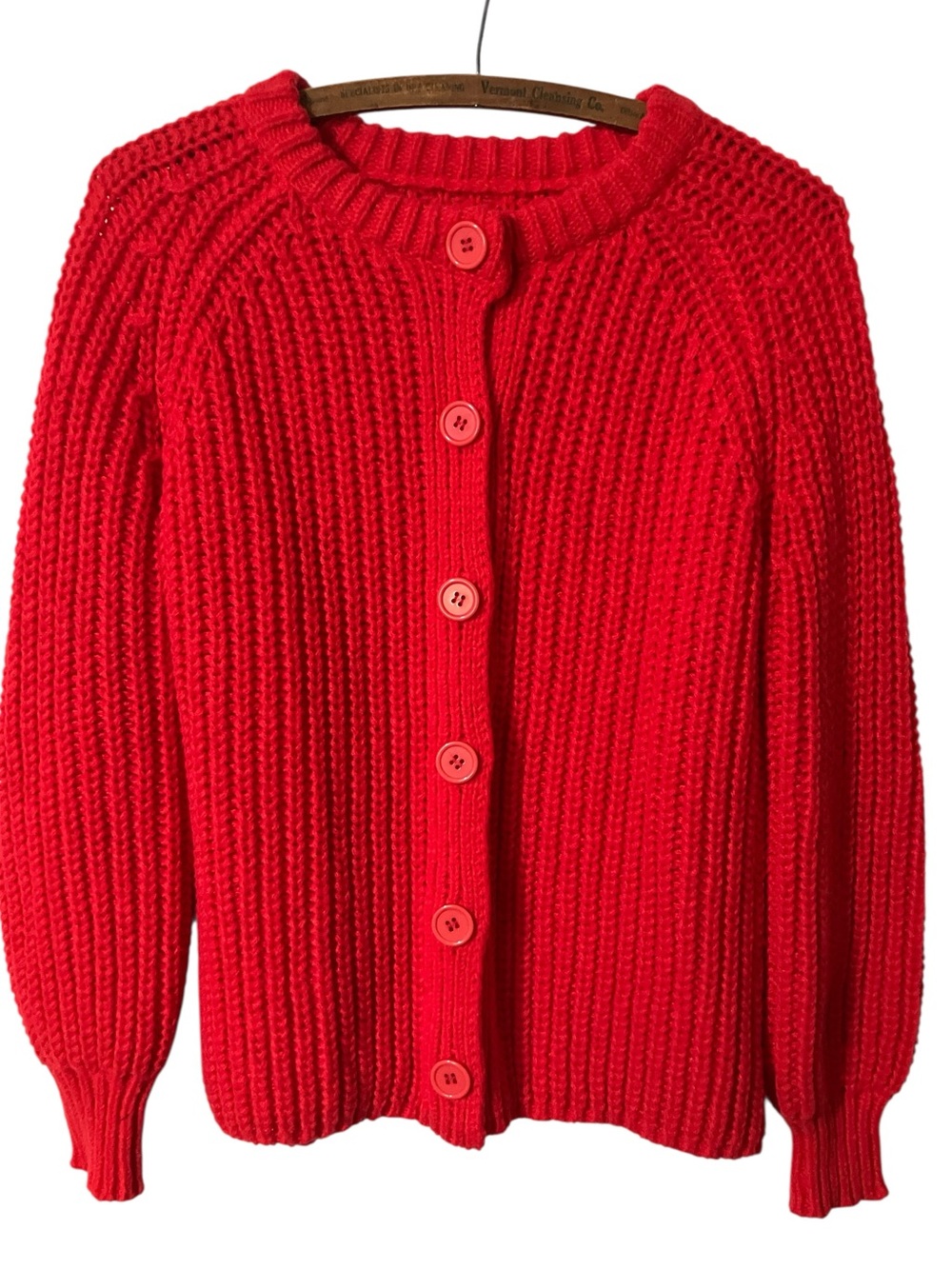 Bright Red Cardigan Size XS Chunky Colorful  Cherry Strawberry Shortcake Vibes